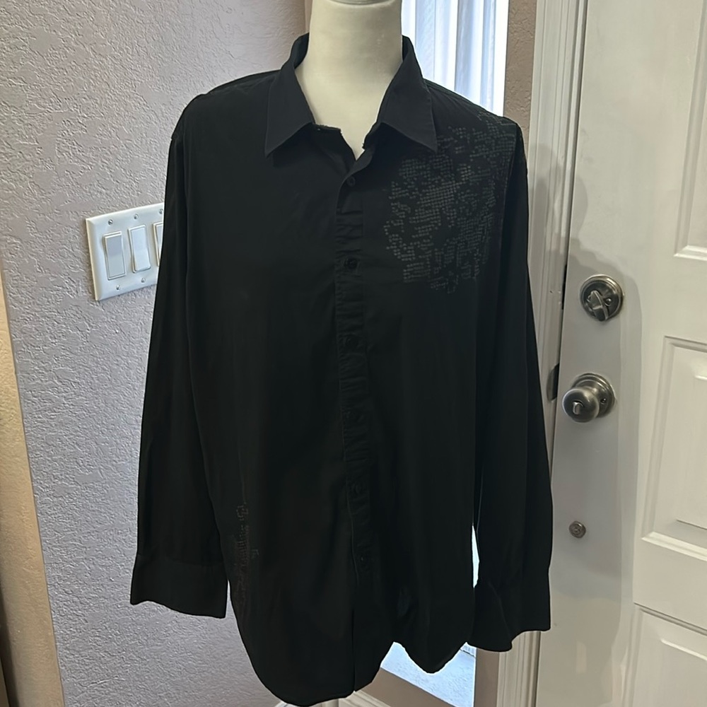 Red level nine cotton Lycra blend button down